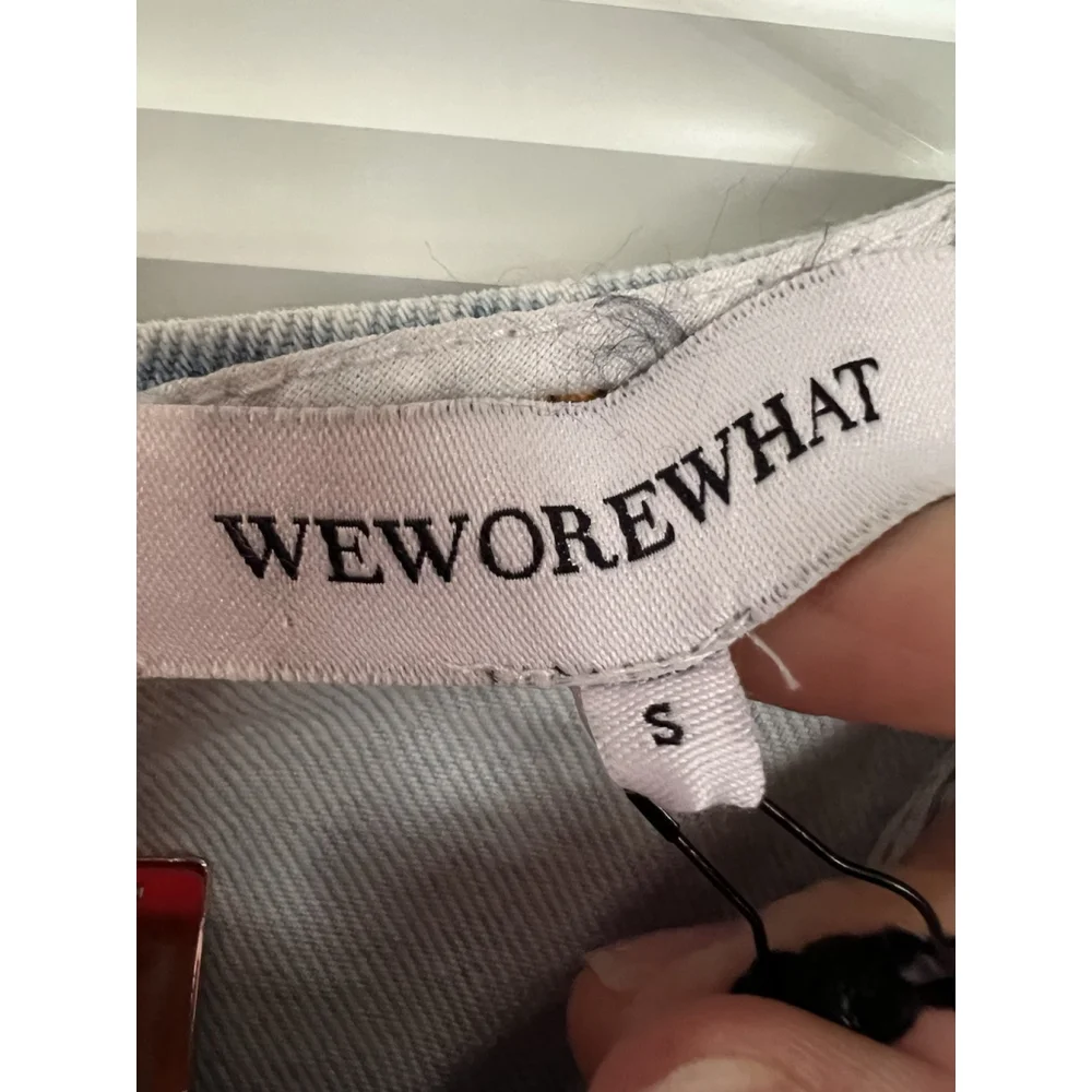 WeWoreWhat‎ Cropped Denim Top Indigo Comfort Size S NWT REVOLVE